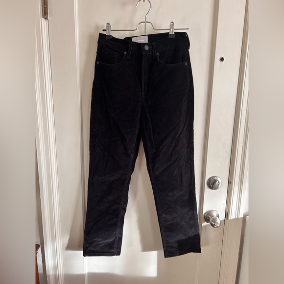 Everlane Cheeky Straight Corduroy Jeans Cropped in Black EUC size 26 - Picture 1 of 6